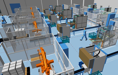 An automated Mariani packaging line designed with MPDS4 Factory Layout