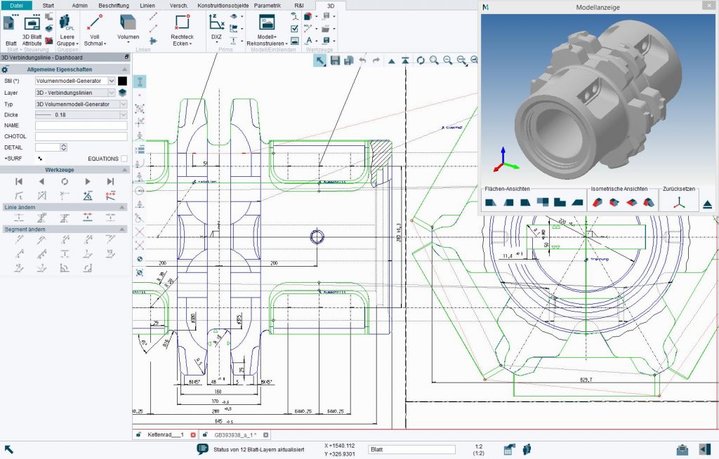 2D zu 3D CAD Modellierung