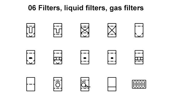 P&ID Symbols Filters liquid filters gas filters