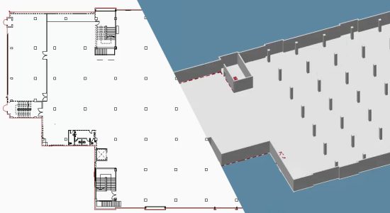 Layout of the building in 2D and 3D